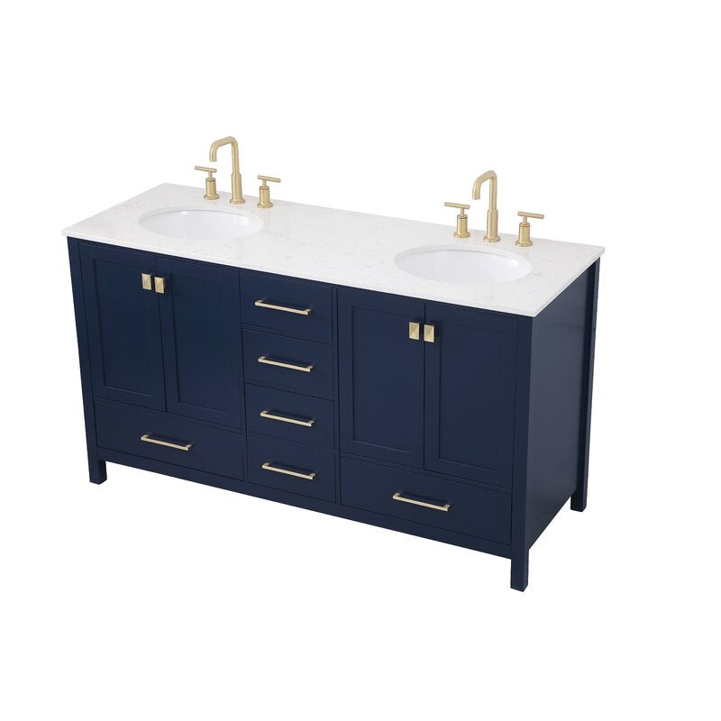 Double Sink Vanities: 60" Double Bathroom Vanity Set
