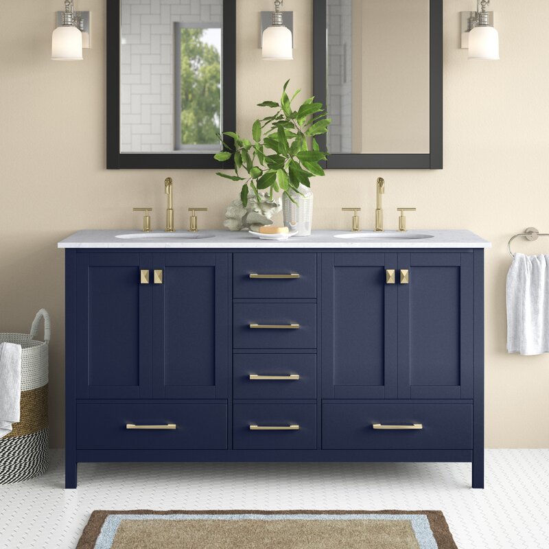Double Sink Vanities: 60" Double Bathroom Vanity Set