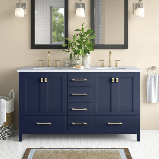 Double Sink Vanities: 60" Double Bathroom Vanity Set