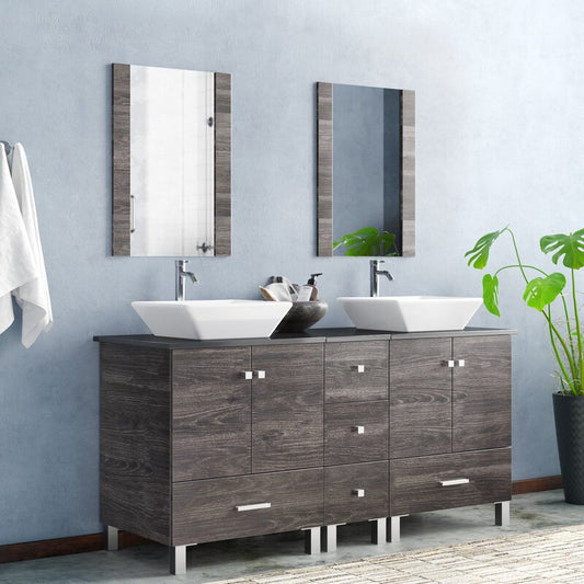 Double Sink Vanities: 60" Double Bathroom Vanity Set