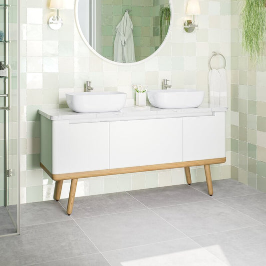 Double Sink Vanities: 60" Double Bathroom Vanity Set