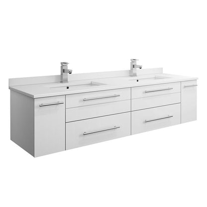Double Sink Vanities: 60" Wall-Mounted Double Bathroom Vanity Set