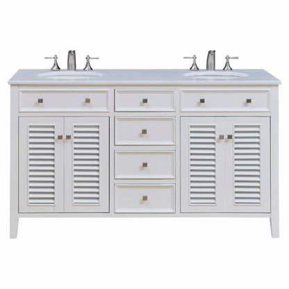 Double Sink Vanities: 60 in. White Double Bathroom Vanity