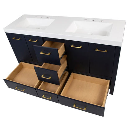 Double Sink Vanities: 61" Double Bathroom Vanity Set