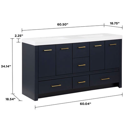 Double Sink Vanities: 61" Double Bathroom Vanity Set