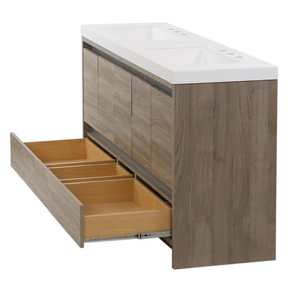 Double Sink Vanities: 61" Double Bathroom Vanity Set