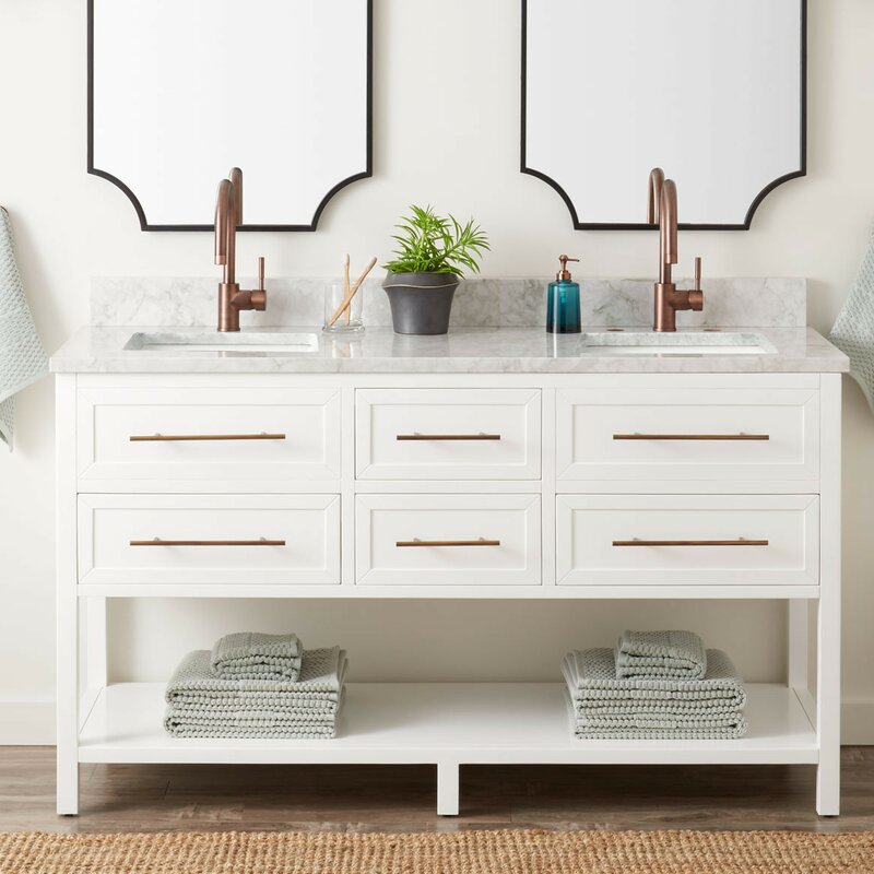 Double Sink Vanities: 61" Double Bathroom Vanity Set