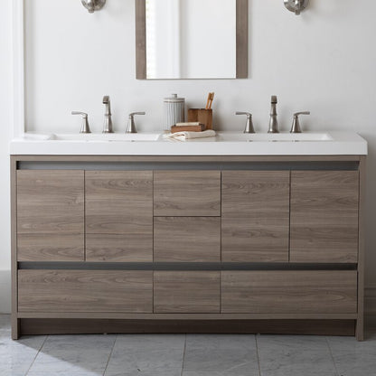 Double Sink Vanities: 61" Double Bathroom Vanity Set