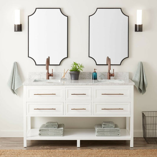 Double Sink Vanities: 61" Double Bathroom Vanity Set