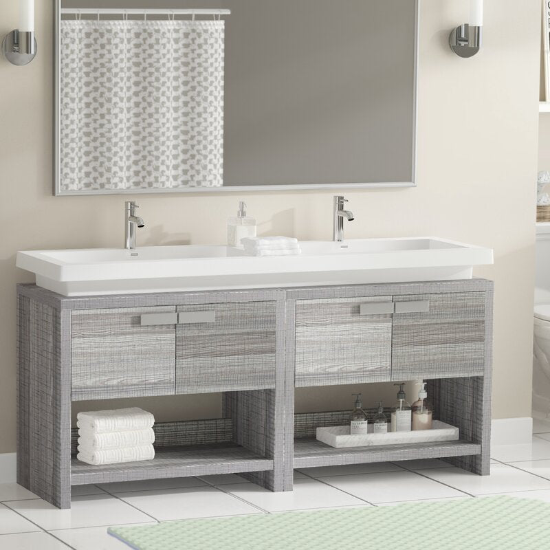 Double Sink Vanities: 63" Double Bathroom Vanity Set