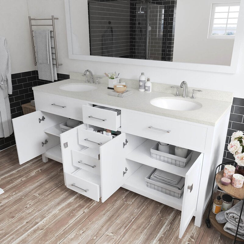 Double Sink Vanities: 72" Double Bathroom Vanity Set
