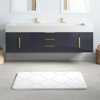 Double Sink Vanities: 72" W Wall-Mounted Double Bathroom Vanity Set