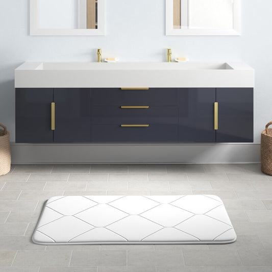 Double Sink Vanities: 72" W Wall-Mounted Double Bathroom Vanity Set