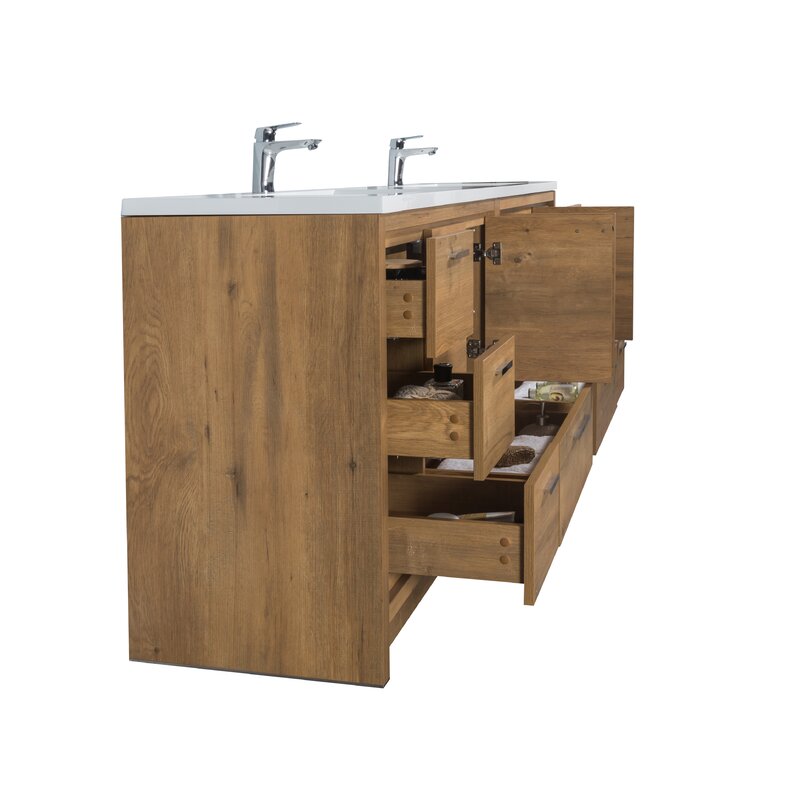 Double Sink Vanities: 83" Double Bathroom Vanity Set