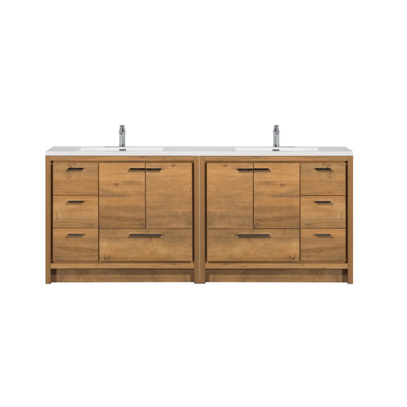 Double Sink Vanities: 83" Double Bathroom Vanity Set