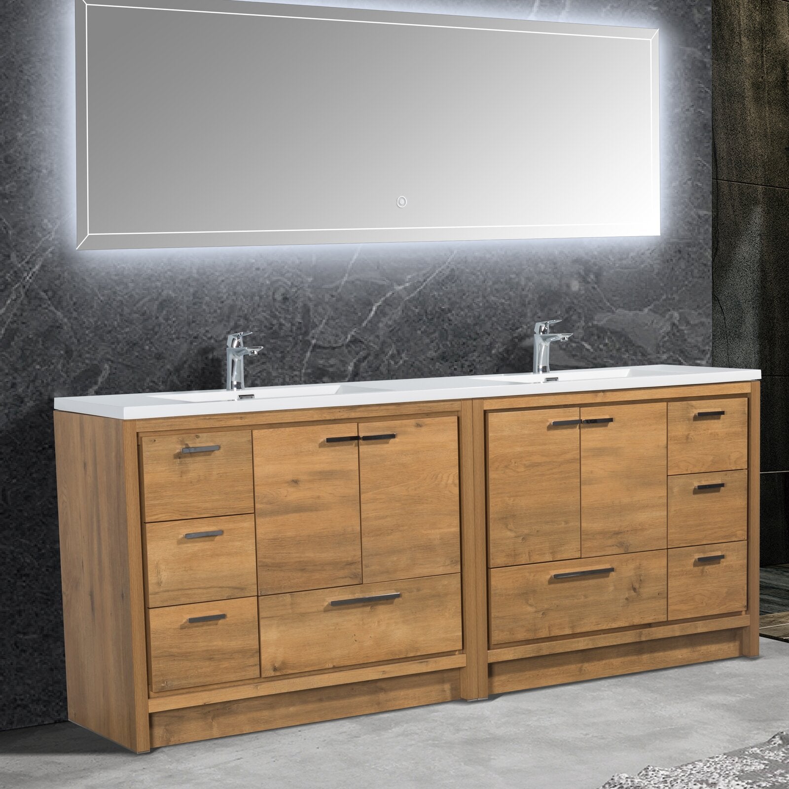 Double Sink Vanities: 83" Double Bathroom Vanity Set