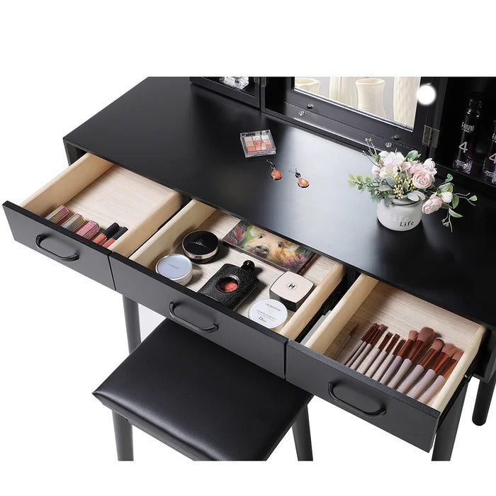 Dressing Table: 10 Led Lights Solid Wood Vanity