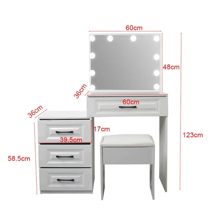 Dressing Table: 14.66'' Wide Vanity Set with Stool and Mirror