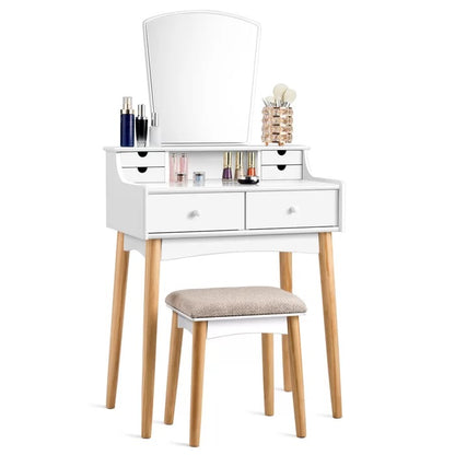 Dressing Table: 27'' Wide Vanity Set with Stool and Mirror