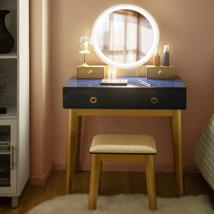 Dressing Table: 31.5'' Wide Vanity Set with Stool and Mirror