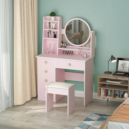 Dressing Table: 31.5'' Wide Vanity Set with Stool and Mirror