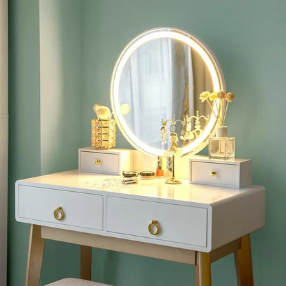Dressing Table: 31.5'' Wide Vanity Set with Stool and Mirror