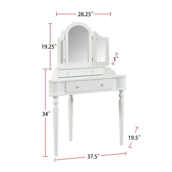 Dressing Table: 37.5'' Wide Vanity Set with Stool and Mirror