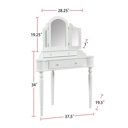 Dressing Table: 37.5'' Wide Vanity Set with Stool and Mirror
