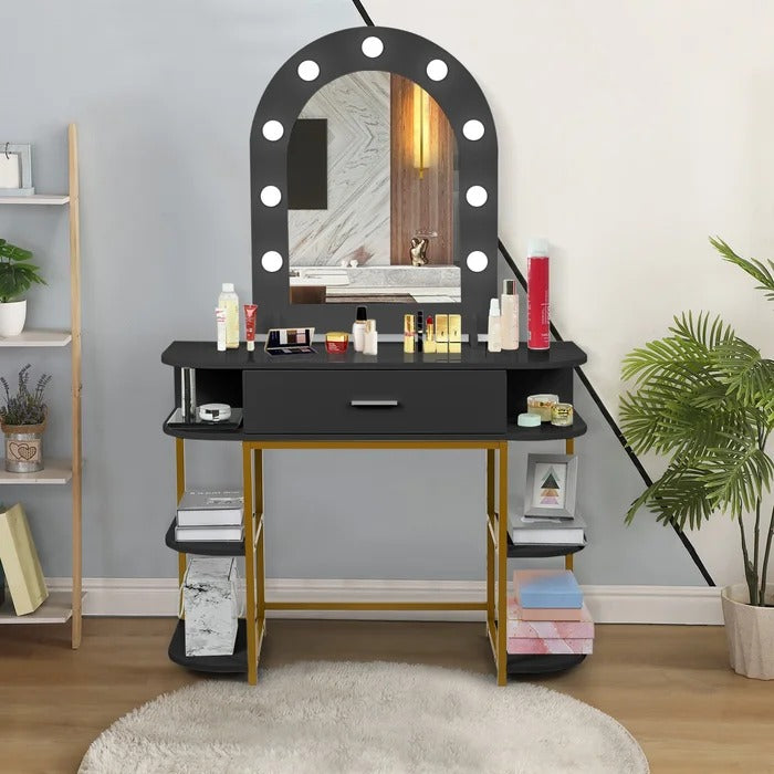 Dressing Table: 41.9'' Wide Vanity Set with Stool and Mirror