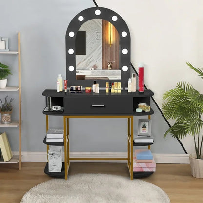 Dressing Table: 41.9'' Wide Vanity Set with Stool and Mirror