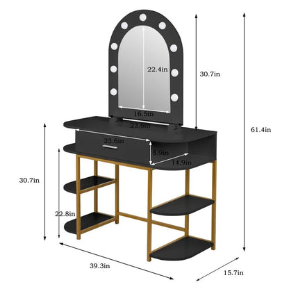 Dressing Table: 41.9'' Wide Vanity Set with Stool and Mirror