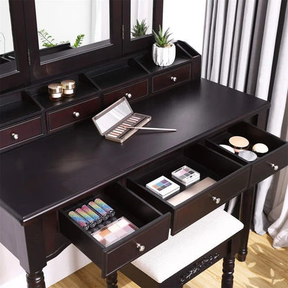 Dressing Table: 43'' Wide Vanity Set with Stool and Mirror