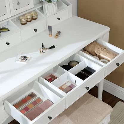 Dressing Table: 43'' Wide Vanity Set with Stool and Mirror