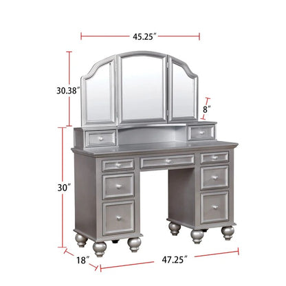 Dressing Table: 47.25'' Wide Vanity Set with Stool and Mirror