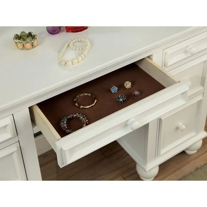Dressing Table: 47.25'' Wide Vanity Set with Stool and Mirror