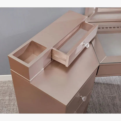 Dressing Table: 74.38'' Wide Vanity Set with Stool and Mirror