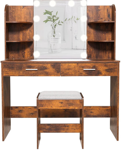 Dressing Table: Black, Brown, White Dressing Table