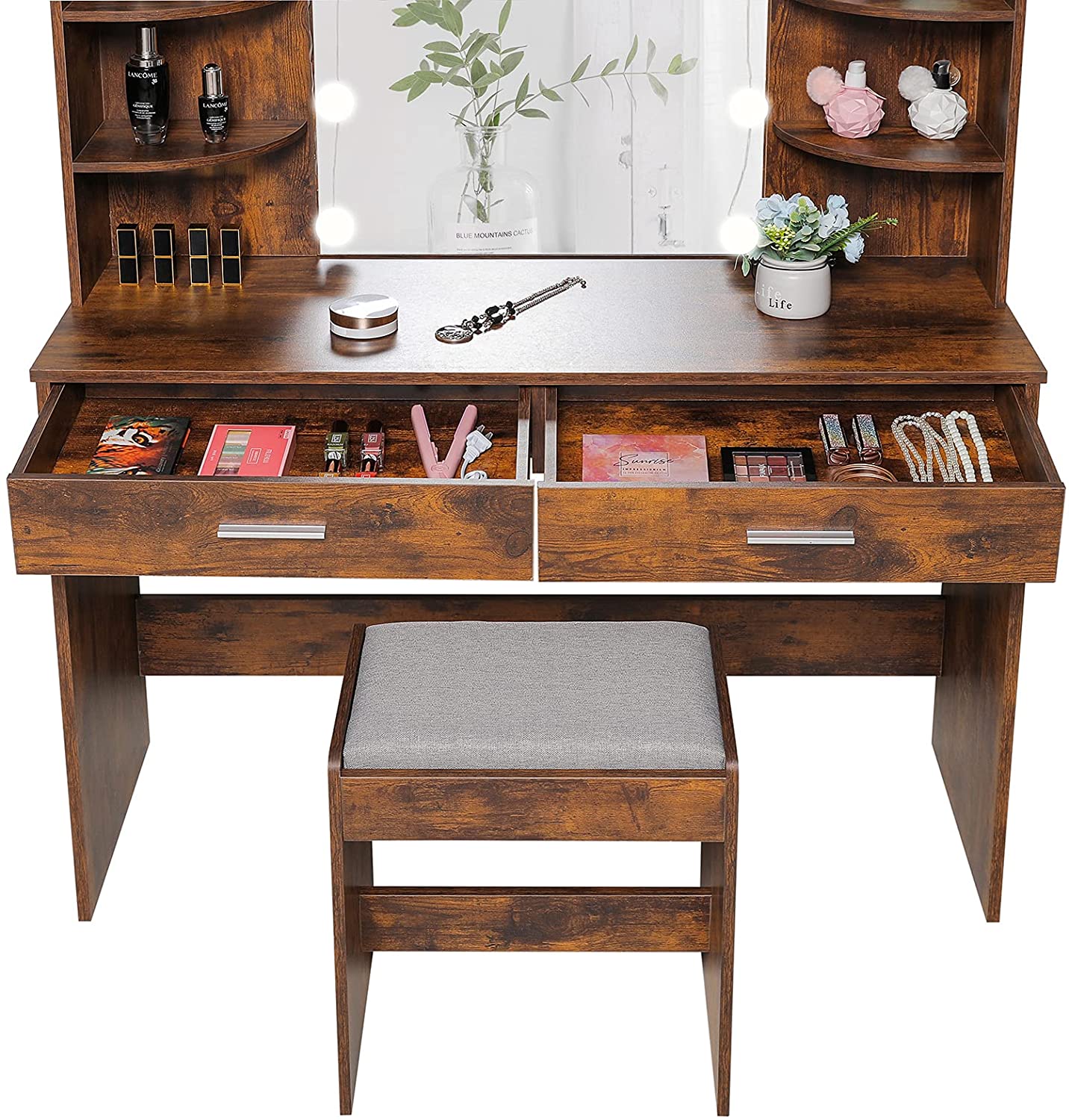 Dressing Table: Black, Brown, White Dressing Table