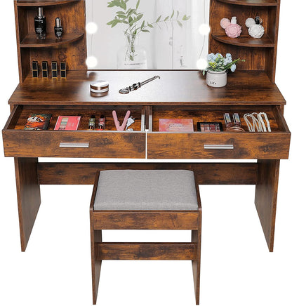 Dressing Table: Black, Brown, White Dressing Table