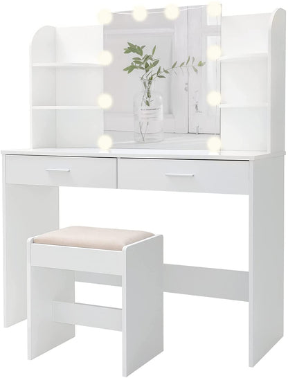 Dressing Table: Black, Brown, White Dressing Table