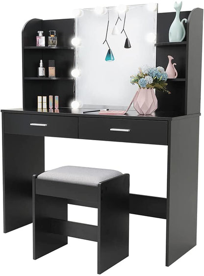 Dressing Table: Black, Brown, White Dressing Table