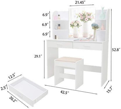 Dressing Table: Black, Brown, White Dressing Table
