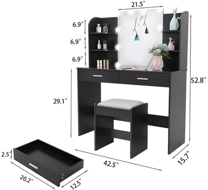 Dressing Table: Black, Brown, White Dressing Table