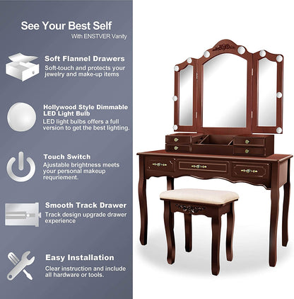 Dressing Table: Espresso & Bulb Dressing Table