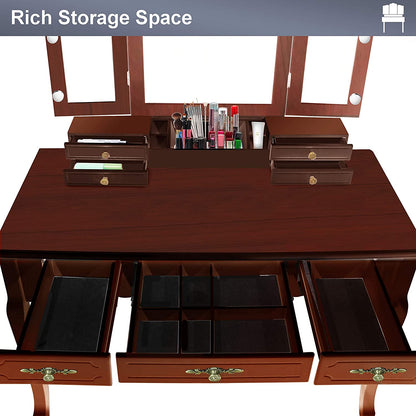 Dressing Table: Espresso & Bulb Dressing Table