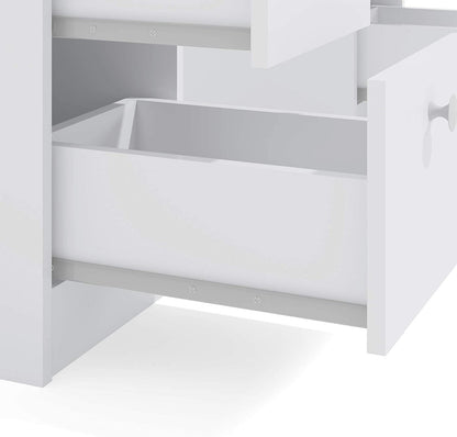 Dressing Table: Full Width Mirror White Dressing Table