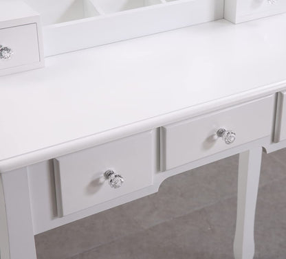 Dressing Table : Makeup Table & Cushioned Stool with 5 Drawers