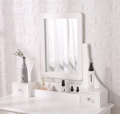 Dressing Table : Makeup Table & Cushioned Stool with 5 Drawers