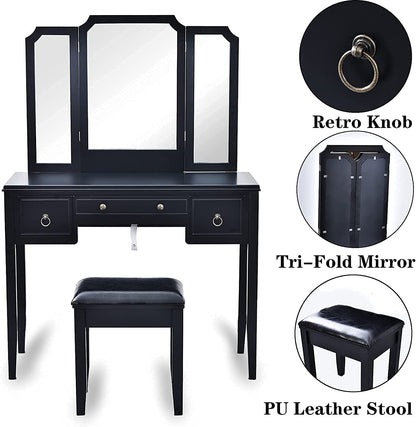 Dressing Table: Mirror for Women Black Dressing Table