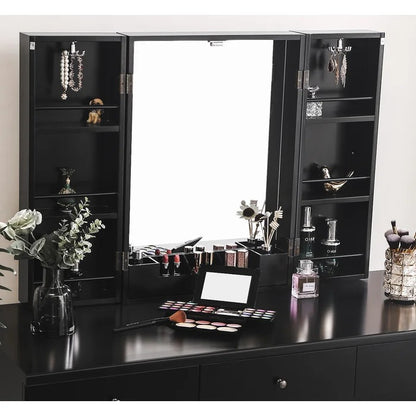 Dressing Table: Vanity Set with Stool and Mirror